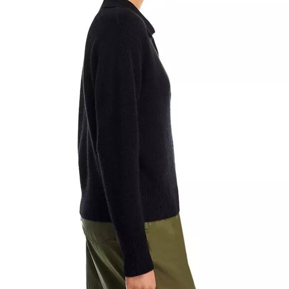 Aqua Black Cashmere Long Sleeve Polo Sweater Size M NWT - Picture 5 of 6